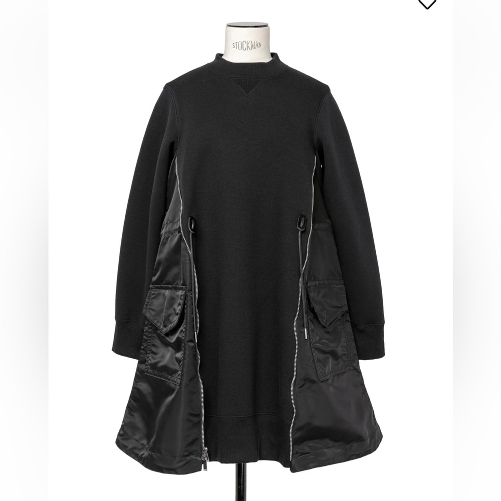 Sacai Sponge Sweat x Nylon Twill Dress Sz 1